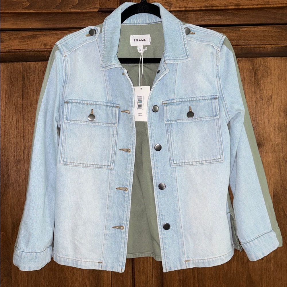 New Rare Frame Denim Light Blue utility Jacket XS $345